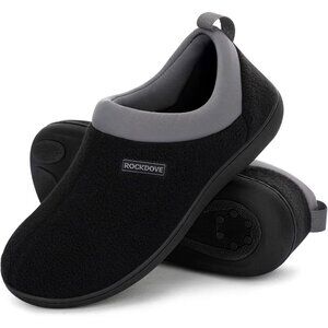 Women's Black Cuff Two Tone Fleece Foam Closed Back Rubber Sole Slipper Boot
